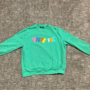 White Fox Boutique Green Sweatshirt with Multicolor Logo